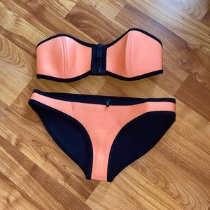 TRIANGL peach, neoprene, strapless bikini